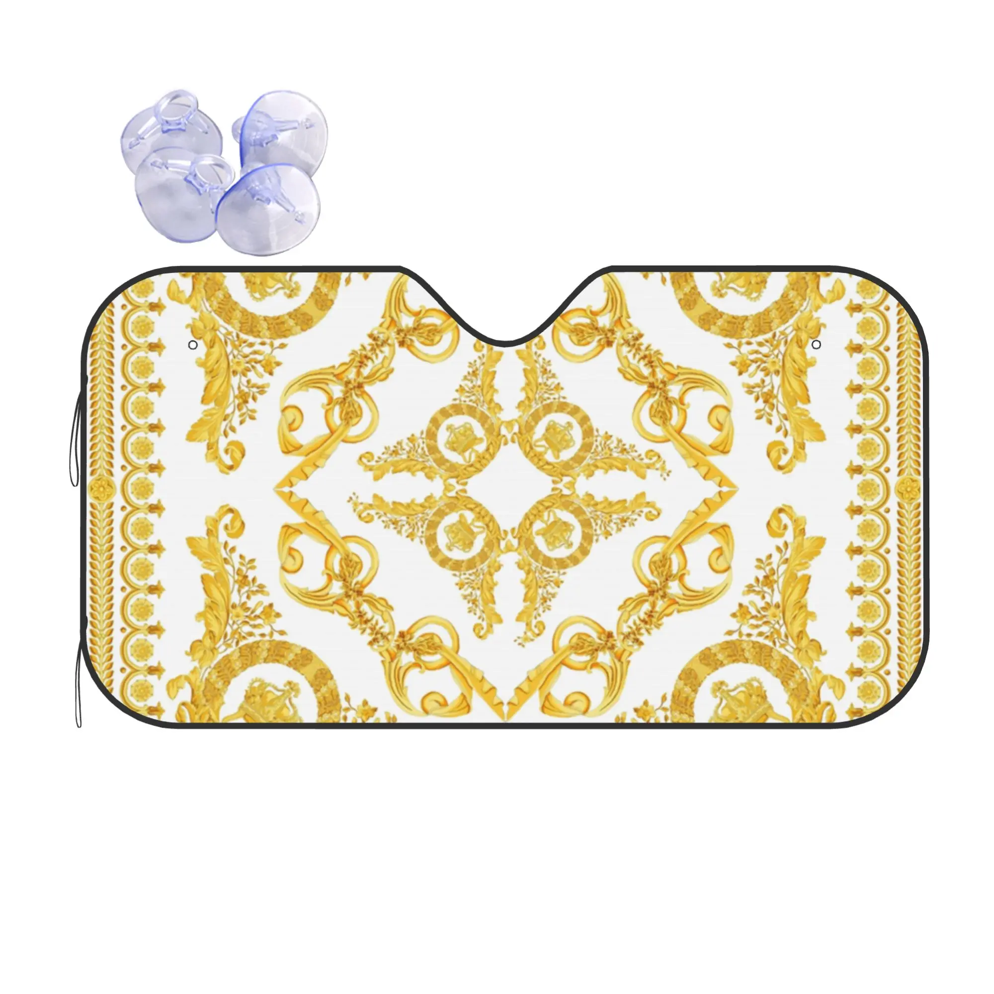Car Front Windshield Sun Visor Baroque Prints Greek ornament Golden Meander Meandros Car Sun Shade Covers Car Solar Protection