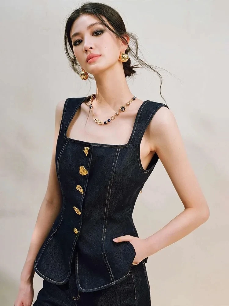 

Повседневные джинсовые брюки, костюмы без бретелек с открытой спиной, узкие топы с низкой талией, широкие брюки, лето 202, Y2k, женская уличная одежда