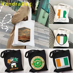 Ivory Coast Flag Map Emblem Ivorian Girl cote d ivoire Africa Gift Heart Gifts Canvas Shoulder Tote Bags Shopper Cotton Handbags