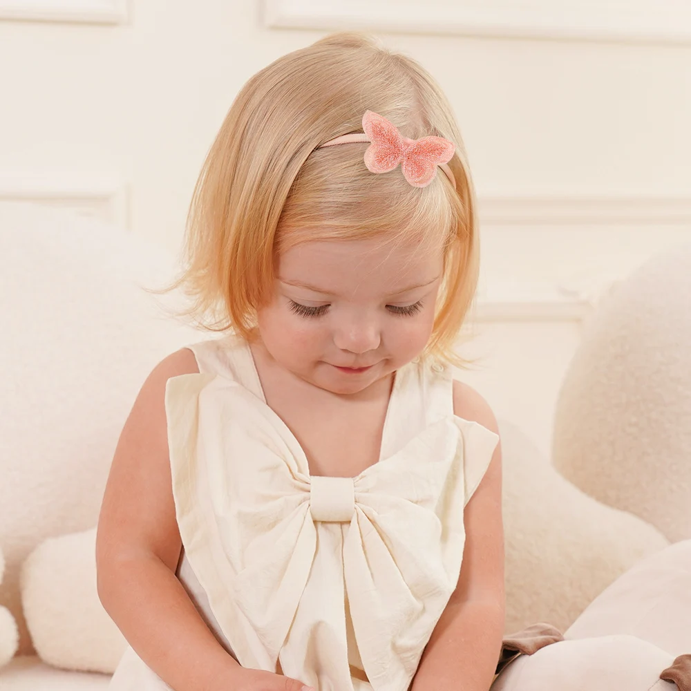 4 قطعة/المجموعة الملونة الدانتيل فراشة الشعر التعادل للطفل الفتيات لطيف النايلون مطاطا لينة العصابات الشعر إكسسوارات الشعر Phtotgraph ديكور #5