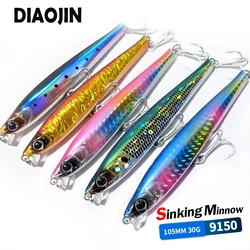 Japan Heavy Minnow Lure 105mm 30g Casting Saltwater Sinking Artificial Hard Bait Monster Shot Lure Sea Trolling Fishing Supplies
