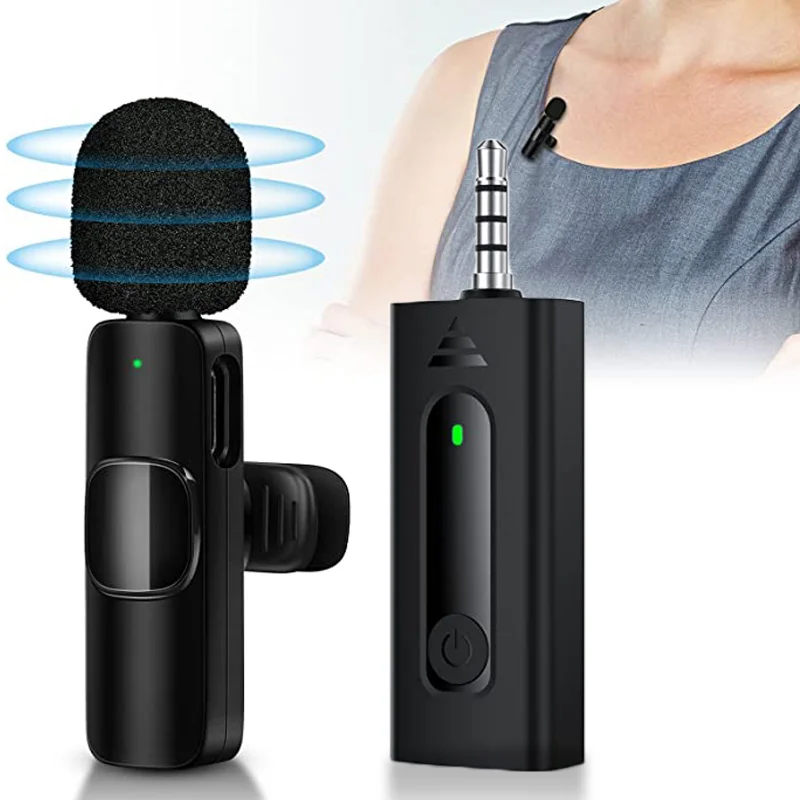 Wireless Microphone Lavalier 5.0 Bluetooth Mini Mic for Recording Interview 3.5mm Sound Receiver for Camera Android Phone Laptop