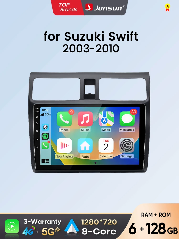 Junsun Android Auto Autoradio für Suzuki Swift 3 2003 2004 2005 2006 2007 2008 2009 2010 Multimedia Wireless CarPlay Navigation Smart System