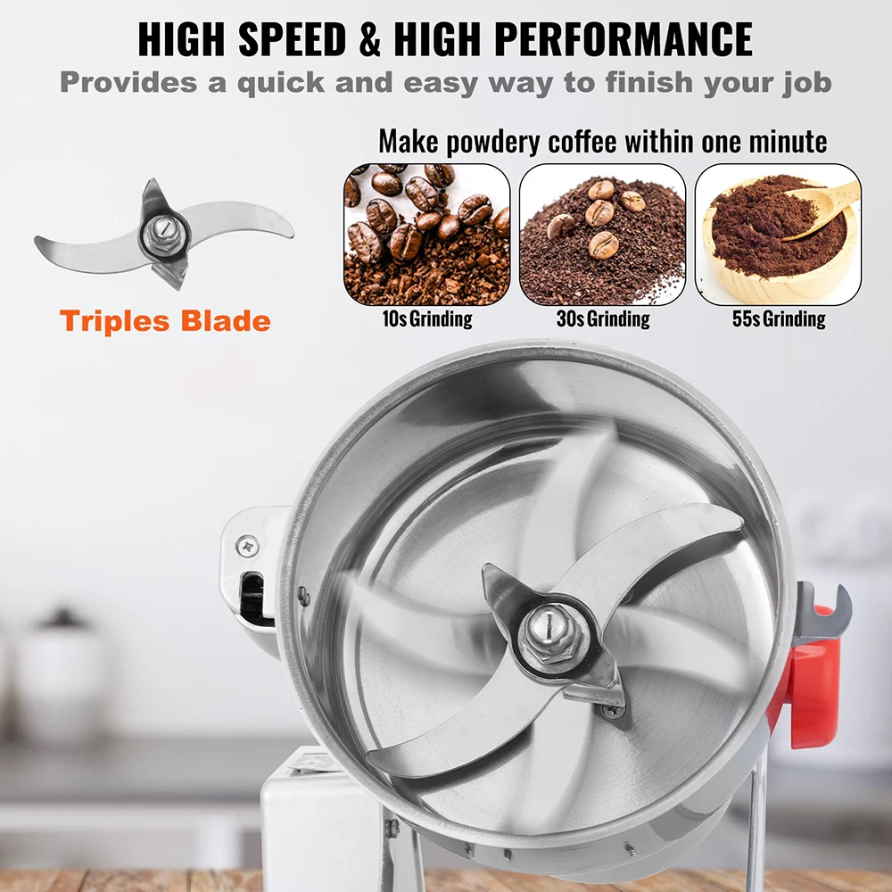 Electric Grinder Spices Cereal Dry Food 1000g/1500g/2000g/2500g Stainless Steel for Cereals Spices Herbs Coffee Grinder