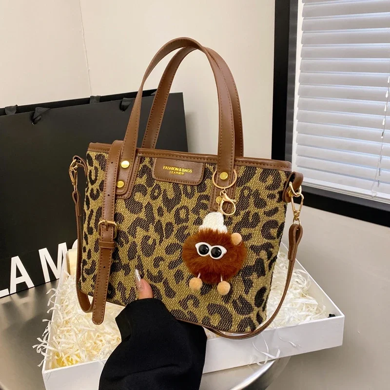 High End Versatile Women\'s Bag,2024 Autumn New Leopard Print Shoulder Crossbody Bag,Handbag,Bolsa De Cubo De Gran Capacidad