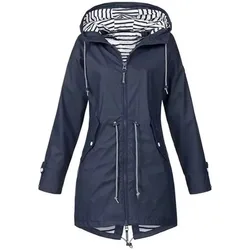 Outdoors Trench Lightweight Drawstring Jackets Hiking Clothes for Women Womens Waterproof Raincoat Casual Basic