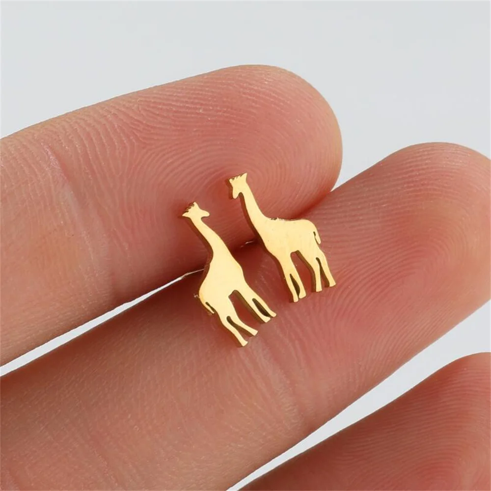 Orecchini di alce giraffa in acciaio inossidabile Pop per ragazze bambini cervo cane fantasmi unghie Phoenix scoiattolo Stud Ear Dinosaur Animal