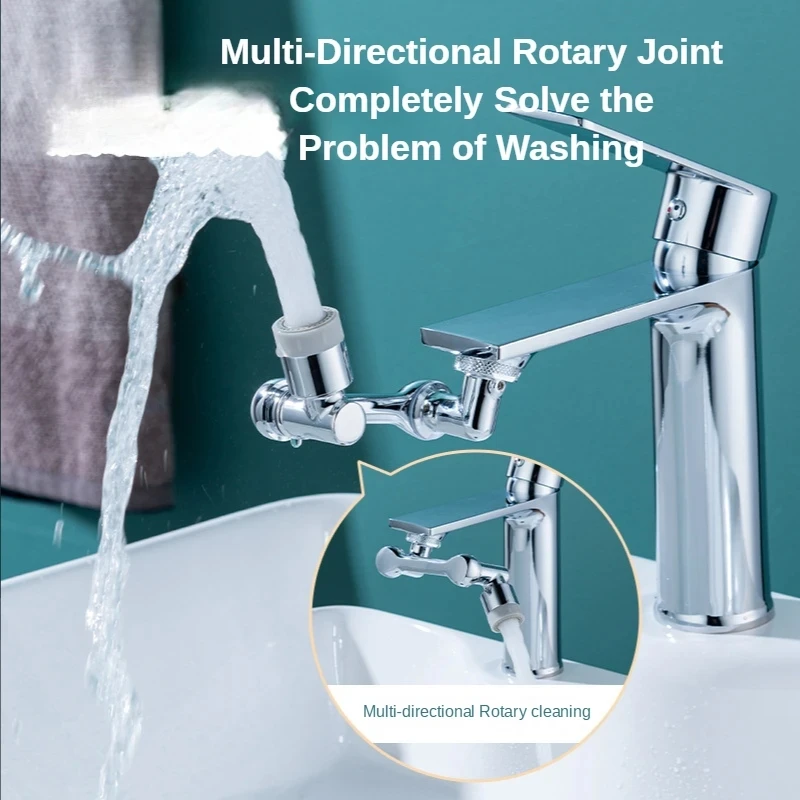 Copper Universal Rotatable Faucet Dual Mode 1080° Rotary Faucet Washbasin Tap Kitchen Extender Splash Robot Arm Faucet Adaptor