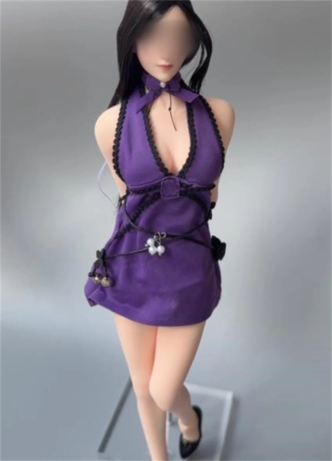 

Фиолетовое платье в масштабе 1/6, модель женской одежды в стиле аниме для женской фигурки 12 дюймов, тело