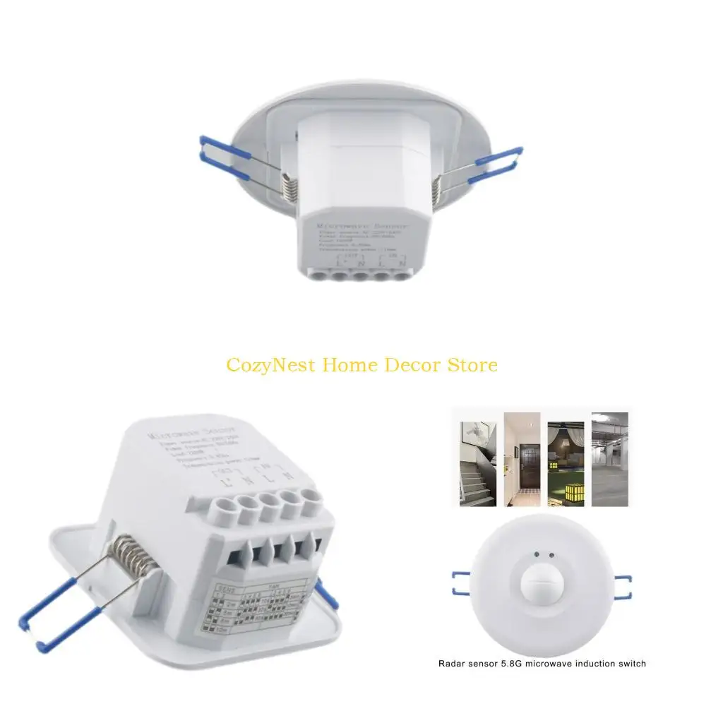 

Регулируемые встроенные детекторы движения тела 92MF Выключатели света Микроволновые датчики 5,8 ГГц Переключатели индукционные