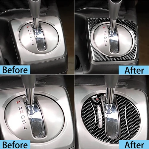 Imagen 2 del producto Para Honda Civic 8 8th Gen 2006-2011 pegatinas de coche Interior de fibra de carbono cubierta de Panel de cambio de marchas accesorios adhesivos embellecedores