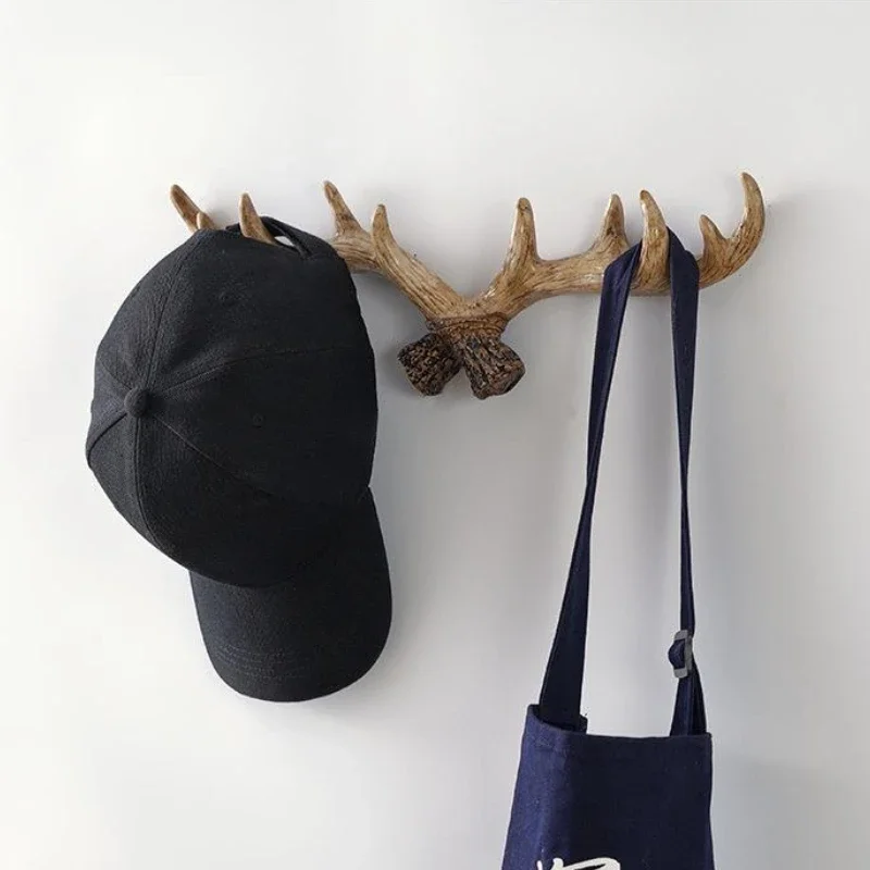American Vintage Antler Coat Rack Decorative Hook Wall Storage Hanger for Towel Clothes Keys Entryway Hall Living Room Furniture