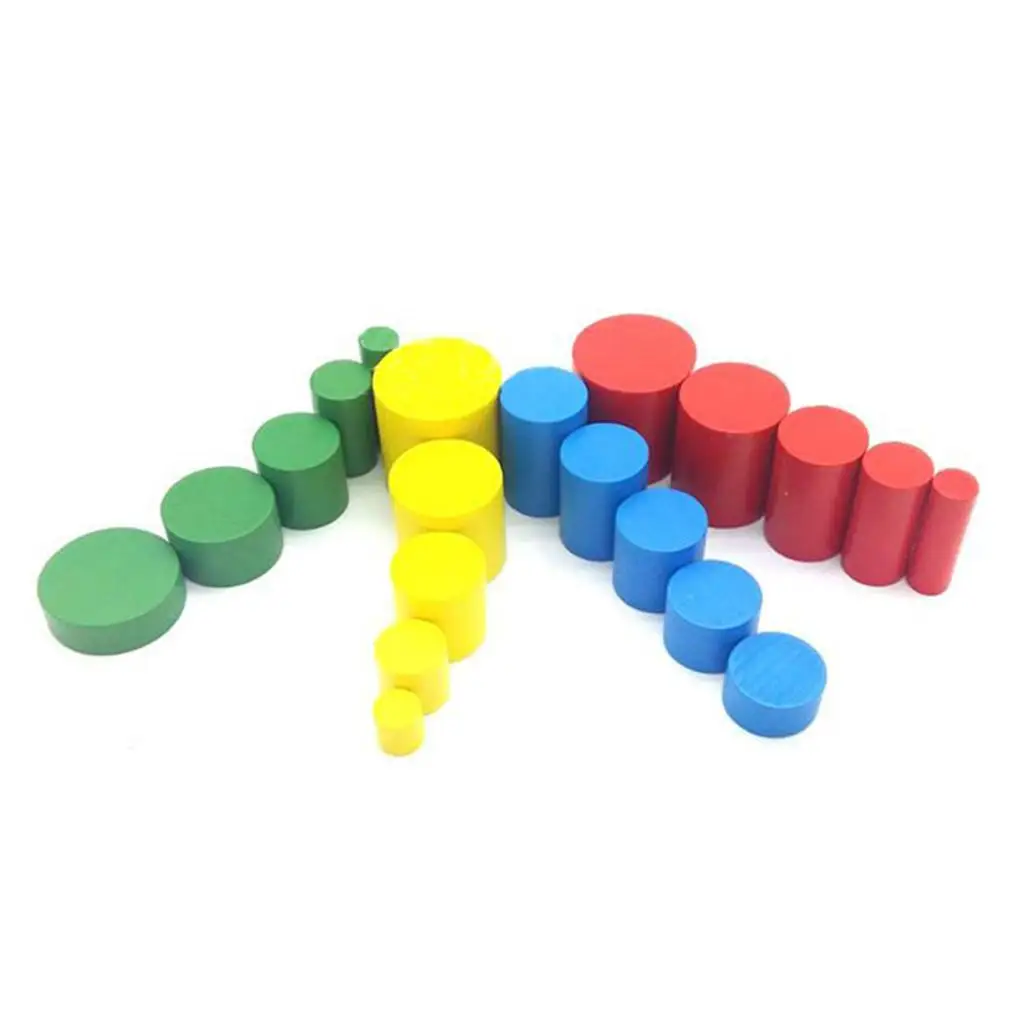 

Montessori Cylinders Wooden Math Learning Toy Children Sensorial Material for Visual Perception and Dimension Study