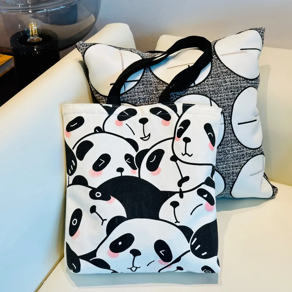 Original Design Panda Large Capacity Shoulder Canvas Bag Female Student Handbag Bag New