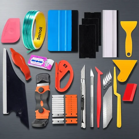 Car Wrapping Tools Kit Finish Line Vinyl Wrap Cutting Kit Window Film Tinting Tool Auto Foil Set Vinyl Tint Squeegee Scraper