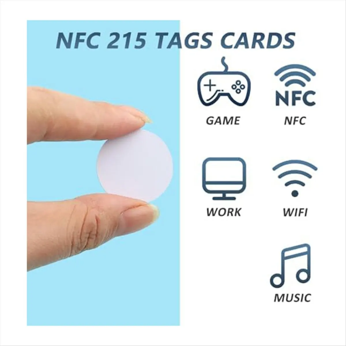 *A02R 55 قطعة علامات NFC 215 بطاقة بيضاء فارغة ملصق عملة بطاقة مع دعم لاصق تمكين الهاتف المحمول