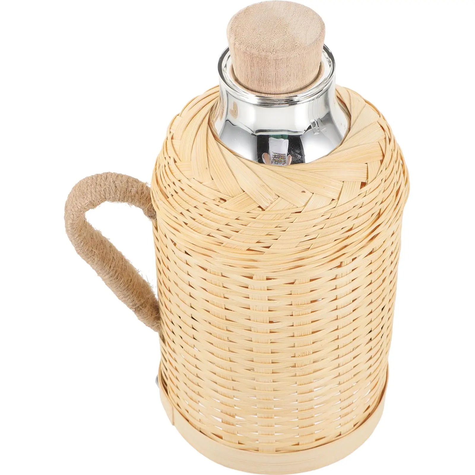 

Bamboo Kettle Woven Cover Retro Thermal Bottles Water Bottle for Office Home Use Heat Preservation Easy Clean