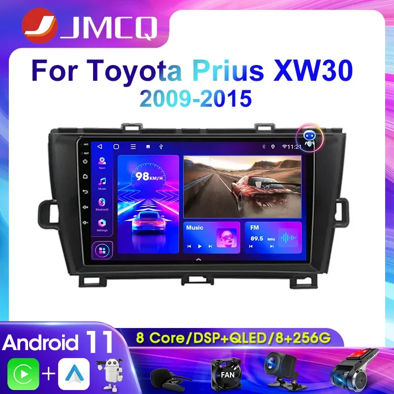 

Автомагнитола JMCQ 2DIN, мультимедийный видеоплеер для Toyota Prius XW30 2009-2015, навигация GPS Carplay 4G Wifi Android 11