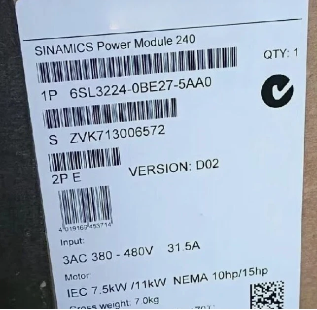 

Brand New 6SL3224-0BE27-5AA0 Power Module In Box Fast delivery