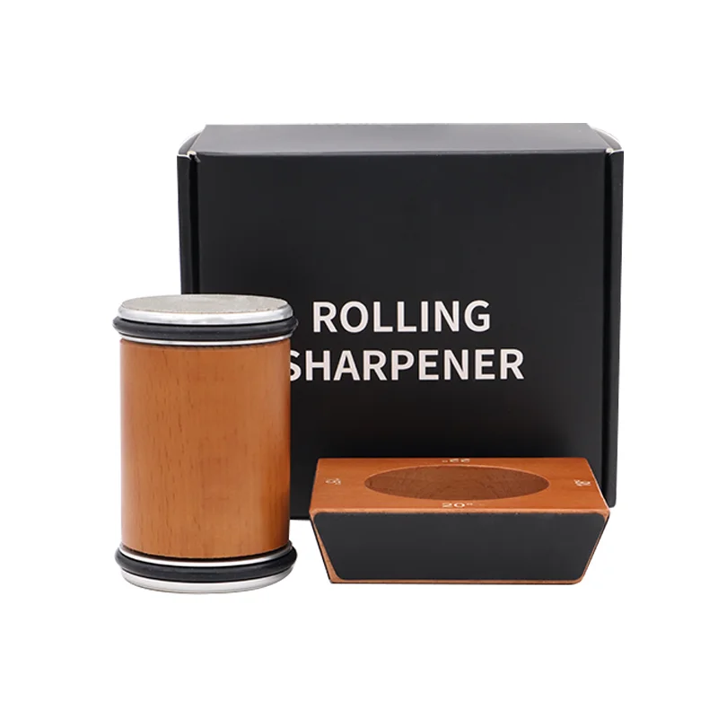 

Wood Rolling Knife Sharpener Kit 15/20/18/22° Magnetic Angle Non-Slip Knife Holder Diamond Sharpening Stone Kitchen Accessories