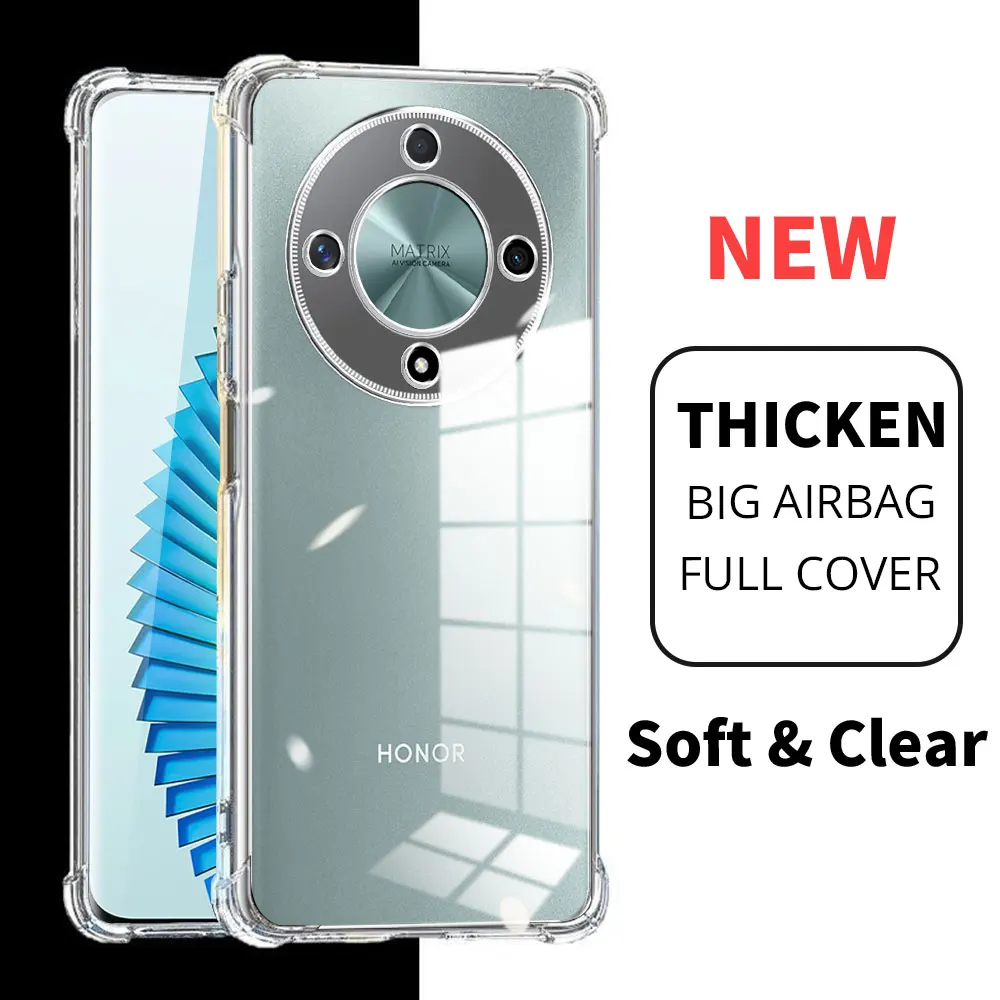 For Honor X9b X9A 5G Shockproof Airbag TPU Phone Case For Honor X9 5G 4G Transparent Soft Silicone Back Cover Protector Fundas