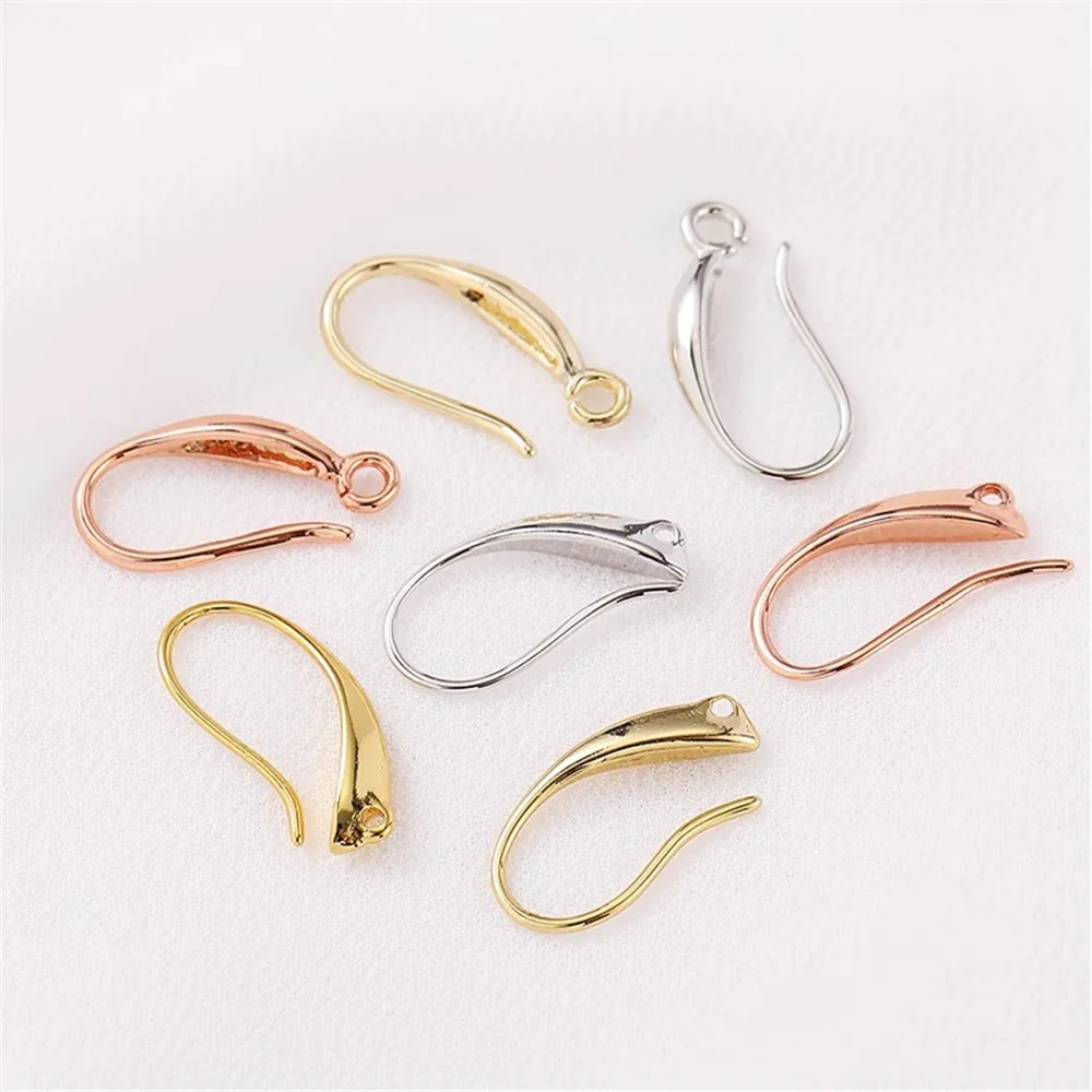 14K Gold-Color Flat Hanging Hoop Ear Hook Ear Needle Handmade DIY Made Ear Studs Ear Rests Ear Accessories Material E030