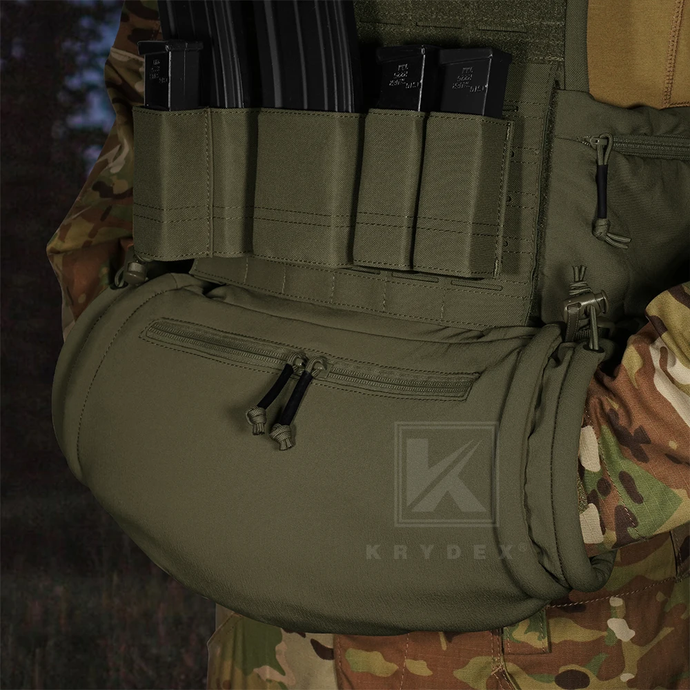 KRYDEX Tactical Hand Warmer Pouch Muff Sherpa Fleece Lined Water-Resist Vest Drop Hanger Warmer Pouch for Outdoor Winter Camping