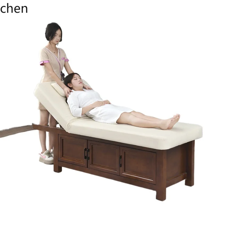 ZWS. High-end solid wood beauty bed latex massage multi-functional heating constant temperature SPA treatment bed