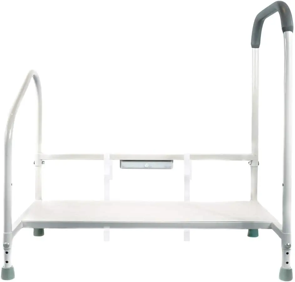 Bed Rails for Elderly Adults - Adjustable Height Bed Safety Rail for Seniors with Cane Holder, LED Light, Mesh