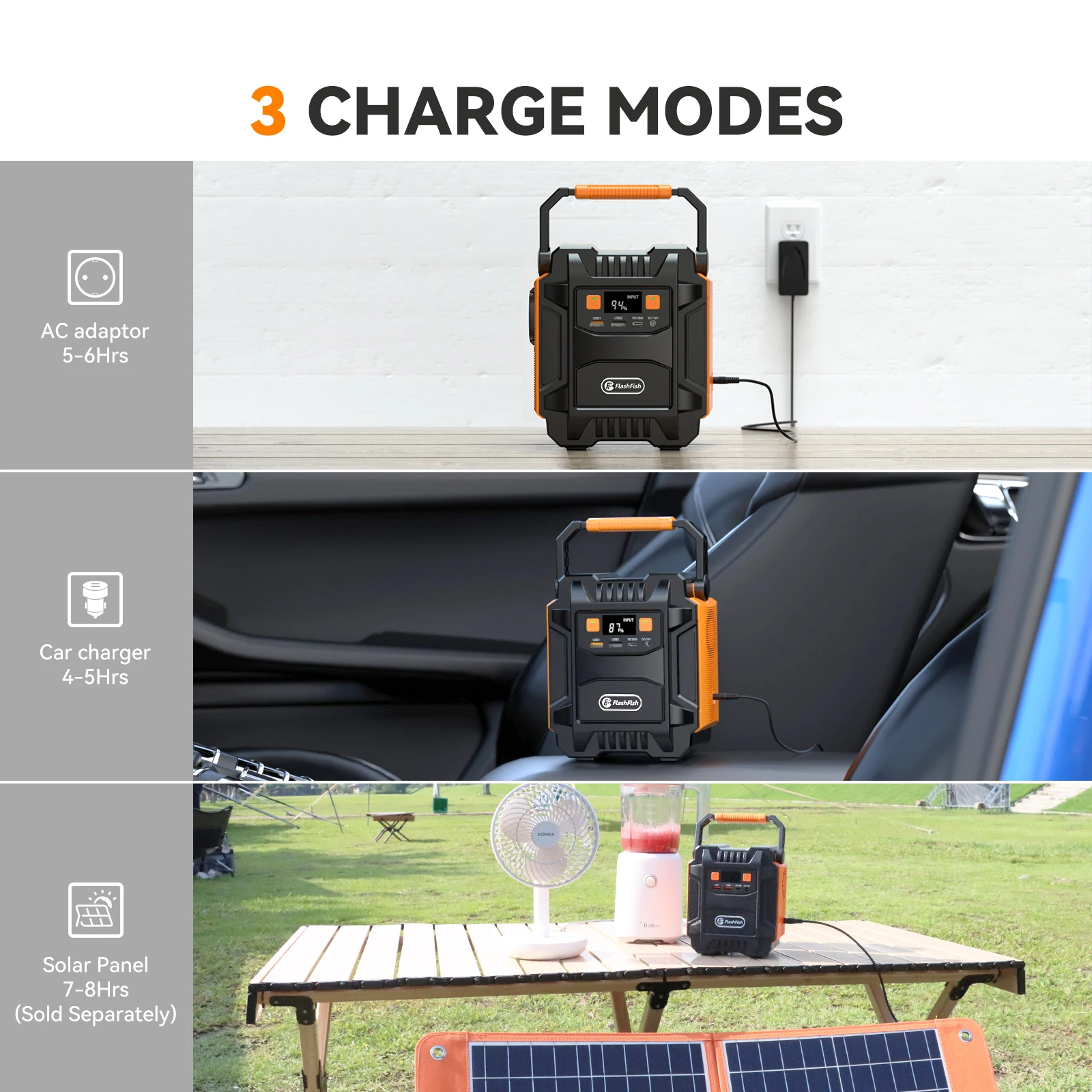 FF Flashfish draagbare krachtcentrale 200W zonnegenerator 172,8Wh batterij AC-uitgangen met 60W zonnepaneel voor buiten kamperen RV - Afbeelding 5