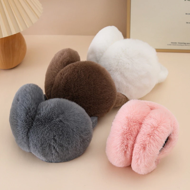 Winter Warm Earmuffs Maillard Brown Suede Plush Earmuffs Women Foldable Soft Thicken Earmuffs Cute Simple Earlap Accessories