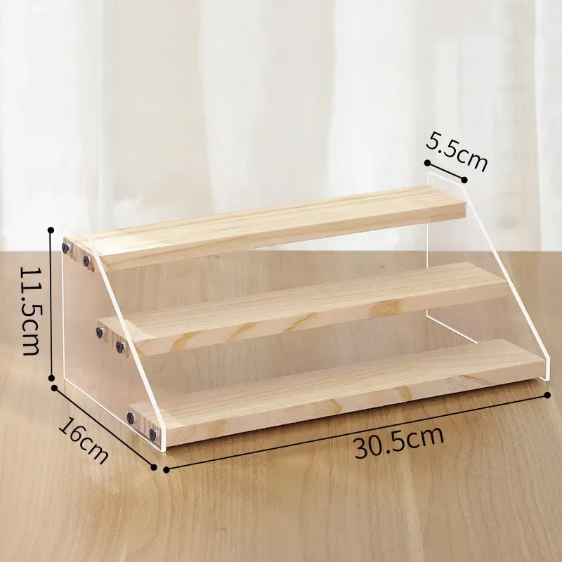 Shelf Storage Rack Display Stand 2-4 Layer Acrylic Wood Dessert Cupcake Holder For Cosmetic Perfume Kitchen Bottles