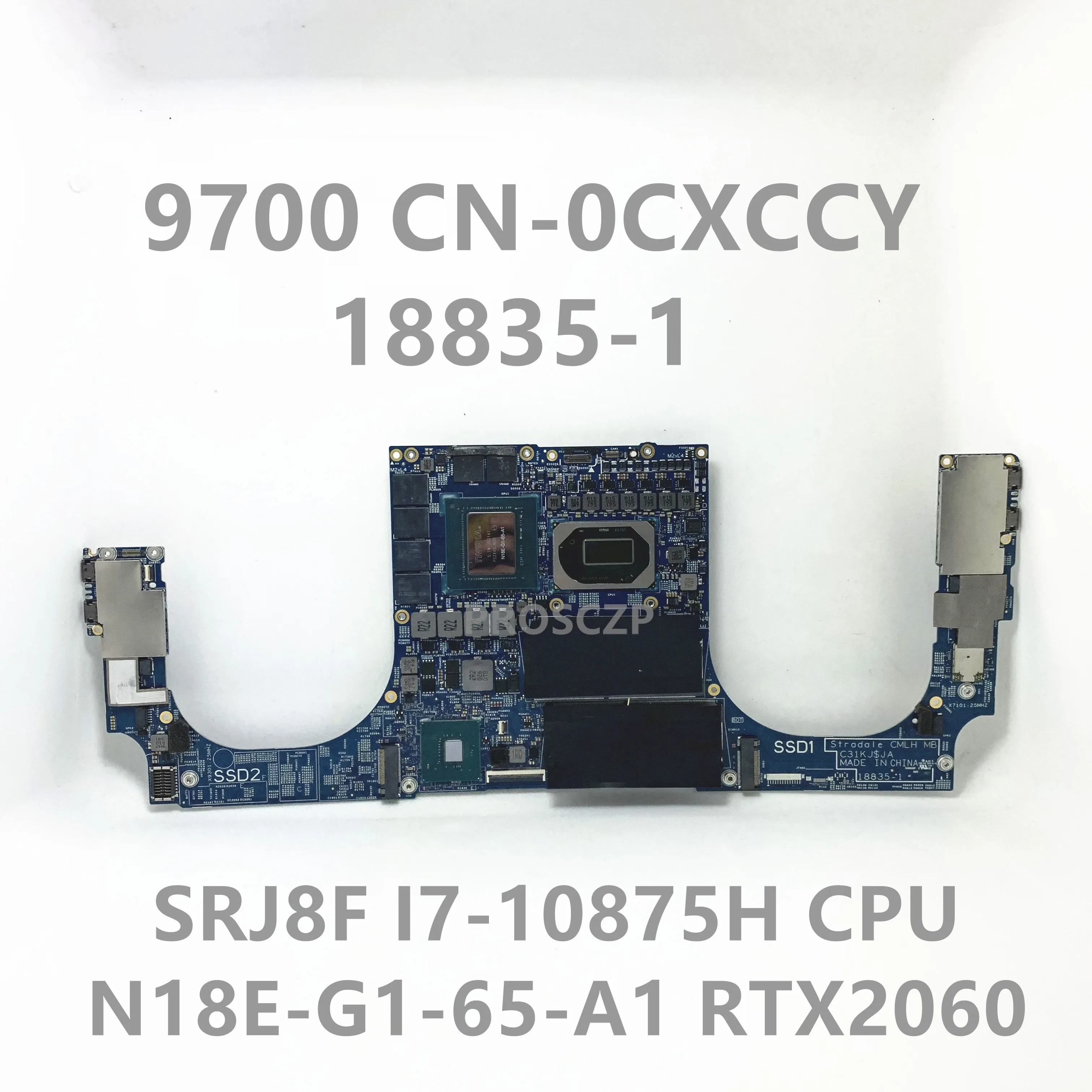 

CN-0CXCCY 0CXCCY CXCCY FOR XPS 13 9700 Laptop Motherboard 18835-1 With SRJ8F I7-10875H CPU N18E-G1-65-A1 RTX2060 100% Tested OK