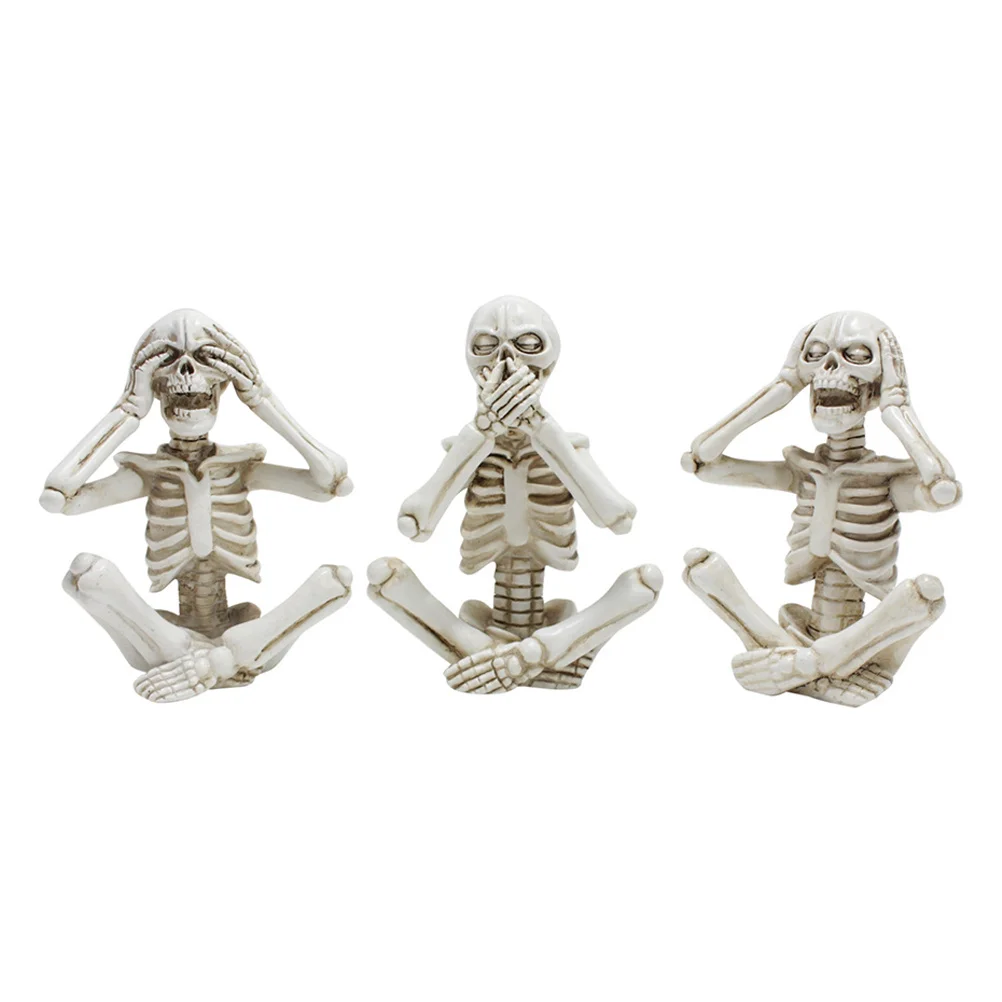 

3Pcs Halloween Decor Resin Craft Statue Spooky Home Decor Gift Idea Shelf Sitters Evil Figure