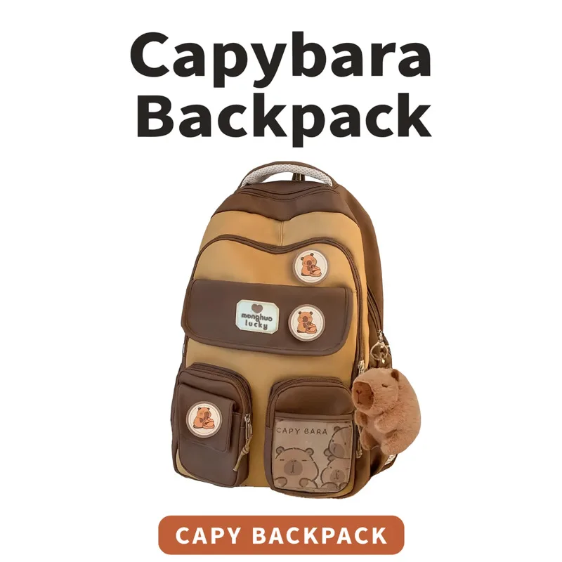 

Funny Capybara Backpacks Y2K Aesthetic Cute Backpacks Schoolbag Cartoon Soft Animal High Capacity Stuffed Unisex Backpacks New