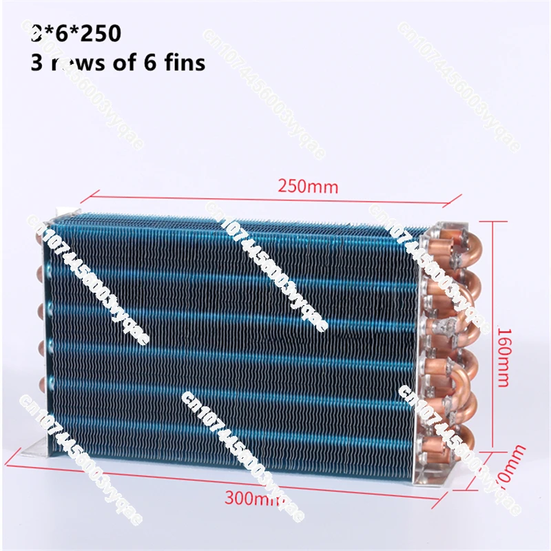 

Small condenser evaporator radiator copper tube aluminum fin computer cold row 3*6*250 3 rows 6 fins