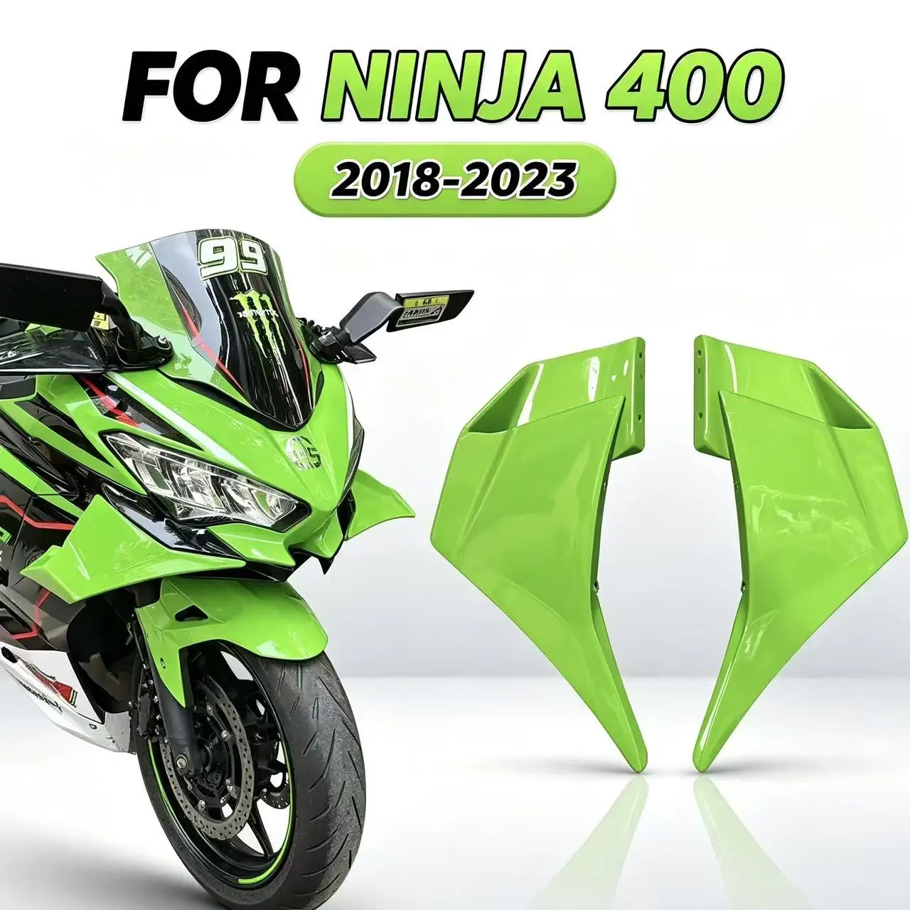 For KAWASAKI NINJA 400 2018-2023 Motorcycle Accessories Aerodynamics Side Spoiler Wings Fixed Winglet NINJA400 Fairing Deflector