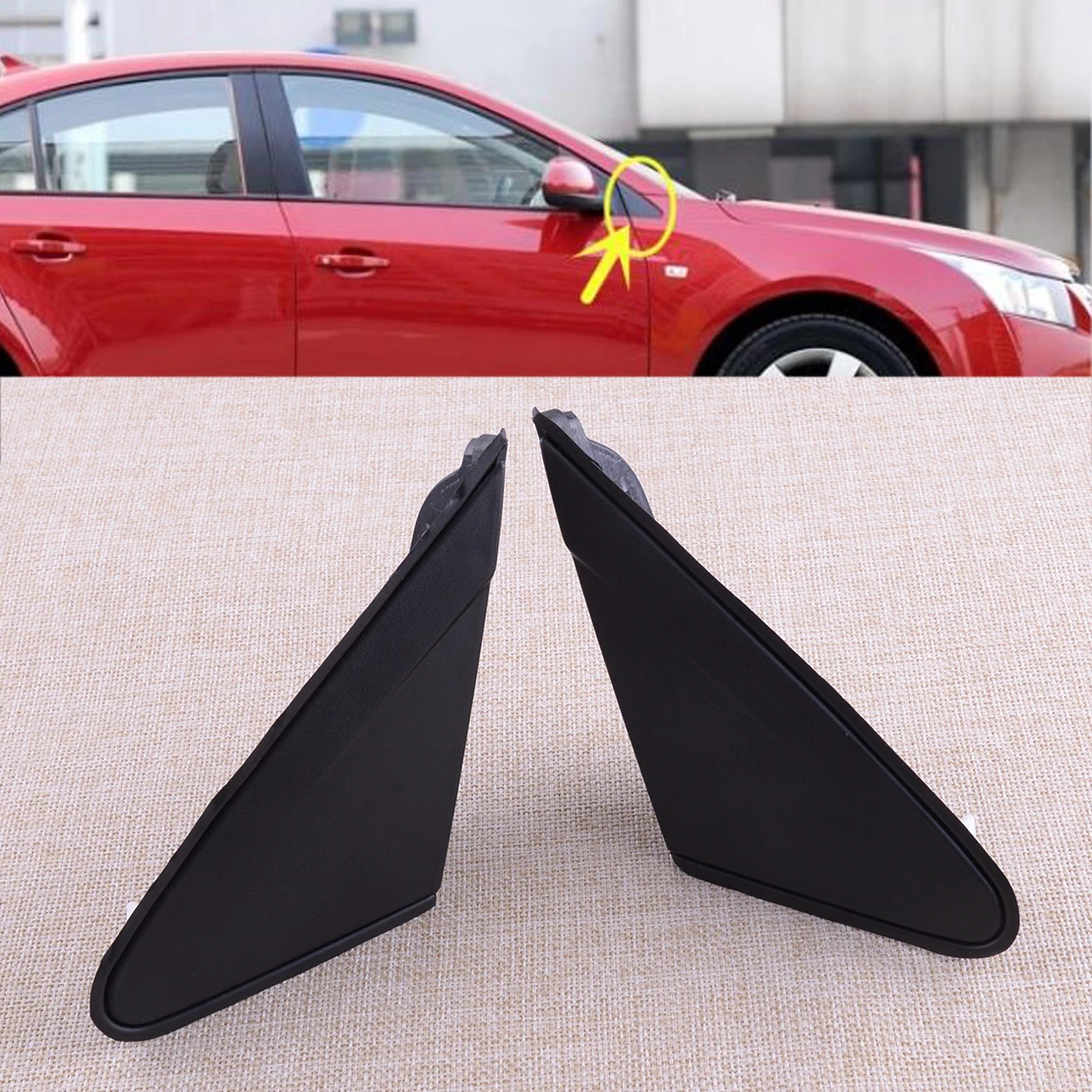 New 1 Pair Front Triangle Panel Window Mirror Corner Molding Trim 95062831 95062832 Fit for Chevrolet Cruze 2009 2010 2011-2014