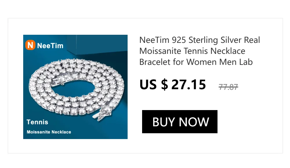 NeeTim D Color Moissanite Ring 925 Sterling Silver with White Gold Plated Sparkling Rings for Women Wedding Band Jewelry Gifts