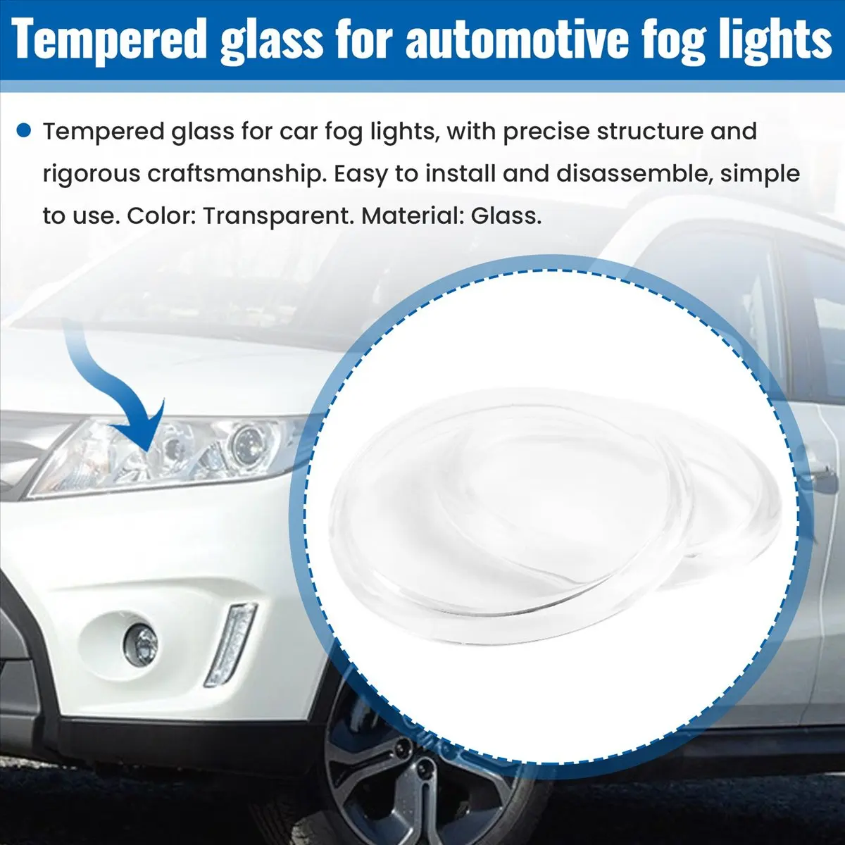 #56E (Transparent color)2Pcs/Set Diameter 90mm Fog Lamps Lights Tempered Glass Anti-Fog Glass,Automotive Parts & Accessories
