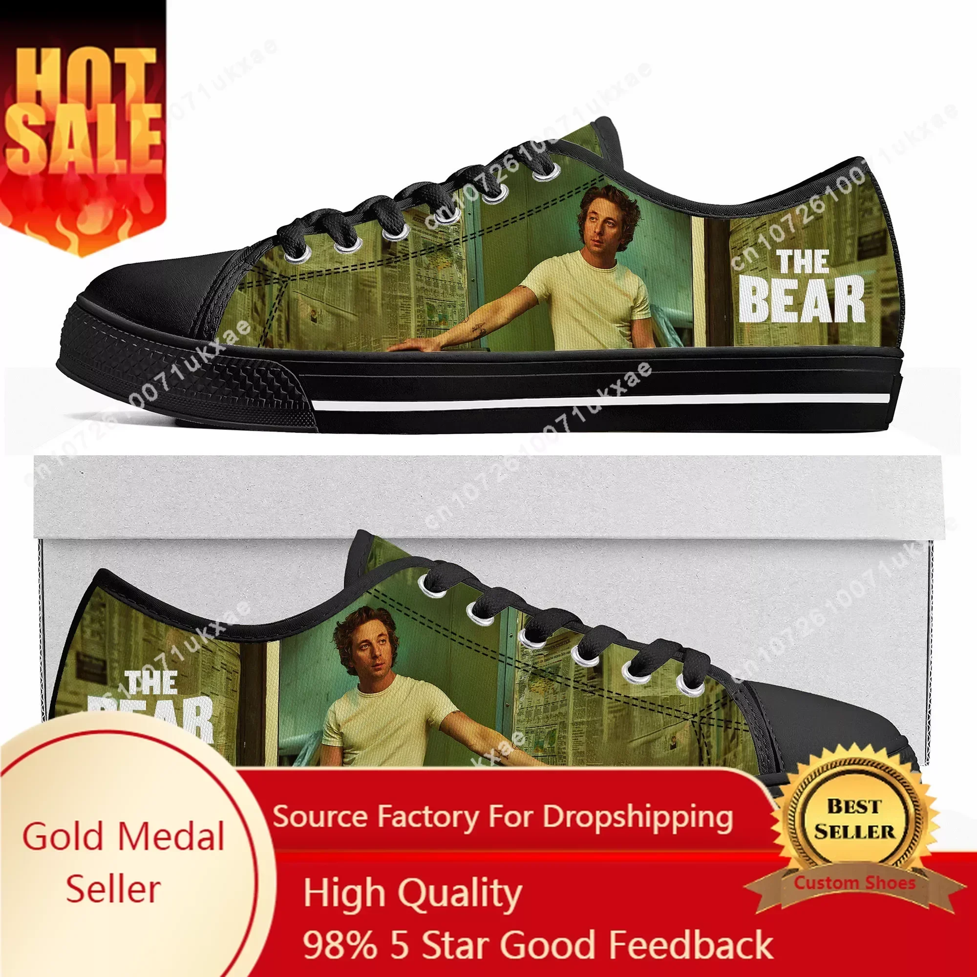 The Bear TV Series Low Top Sneakers Mens Womens Teenager Jeremy Allen White Canvas Sneaker Couple Casual Shoes Customize Shoe