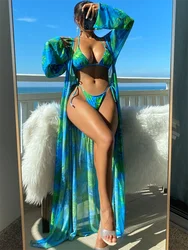 Bikini triangle string 3 pièces pour femme, maillot de bain femme & kimono, baigneuses sexy, baigneuses, natation, maillots de bain trempés, vêtements de plage, 2024