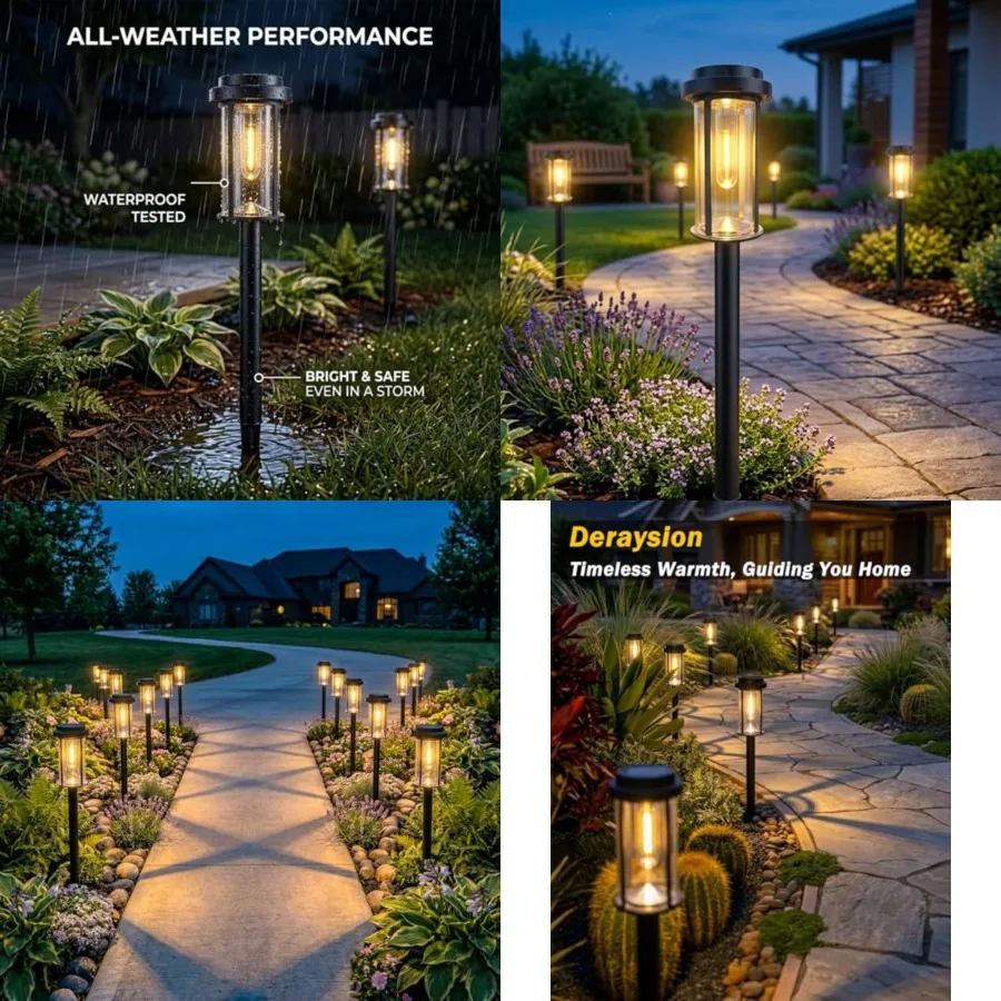 

Solar Lights Outdoor, 8 Pack Upgraded Solar Pathway Lights, LED Solar Garden Lights, Waterproof Outdoor Solar Lights for Path,
