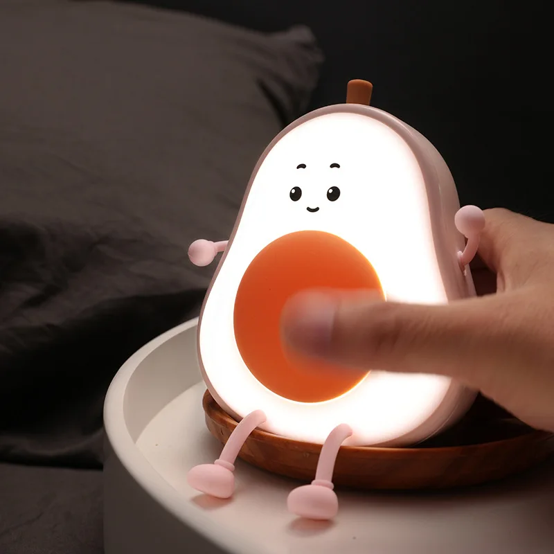 New Product Decoration with Unique Creative Design Avocado Soft Light Night Light Desktop Atmosphere Sleep Companion Pat Light