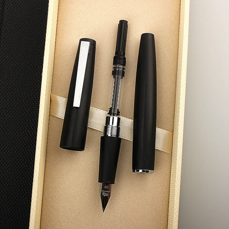 JINHAO 80 Fiber Black Fountain Pen 0.3mm/ EF 0.38mm/F 0.5mm Nib Ink Pen With A Converter