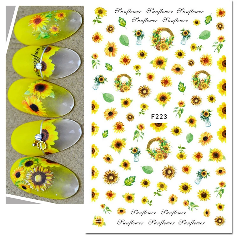 3d Nail Art çıkartmaları geometrik çizgiler papatya ayçiçeği mektuplar yapıştırıcı kaydırıcılar tırnak çıkartmaları dekorasyon manikür için