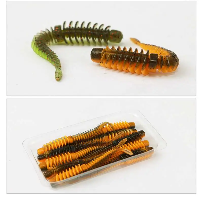 20pcs 7.5cm Luya Soft Bait Black Pit Bionic Soft Bait TPE Floating Water Light Dance Worm Simulation Earthworm Realistic Lure