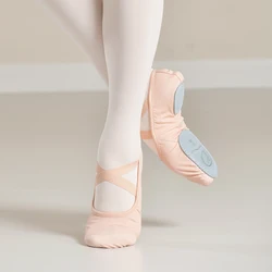 Zapatos de Ballet con suela suave elástica profesional para niñas y mujeres, bailarinas de lona elásticas para Yoga, gimnasio y baile