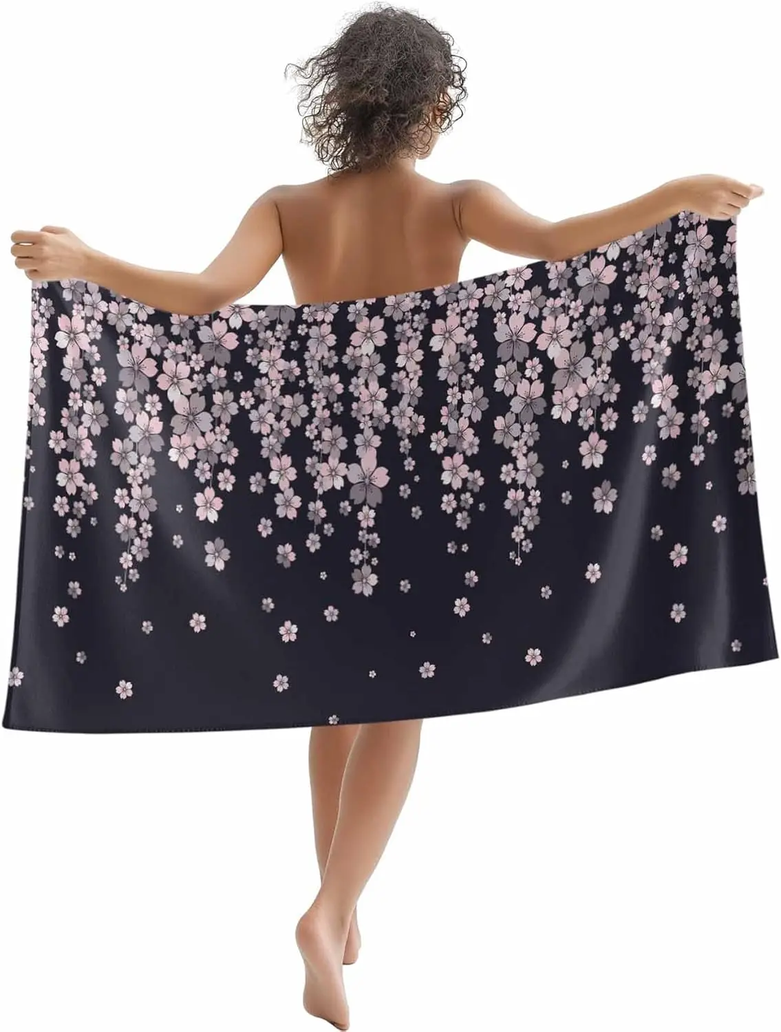 

Oversized Beach Towel Spring Pink Cherry Blossoms Flower Soft Absorbent Quick-Dry Sand-Free Microfiber Towel for Travel/Surf
