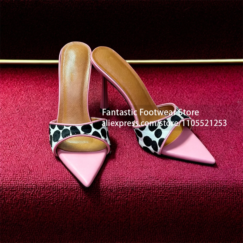 Mules De Tacón Alto Con Estampado De Vaca En Blanco Y Negro, De Charol, Sin Cordones, Estilo Stiletto, Color Personalizado, Hechos A Mano, Para Fiesta, Zapatos De Verano — -53%, 90.66€ Coupon, from 78.99€ – 53% descuento – €78.99